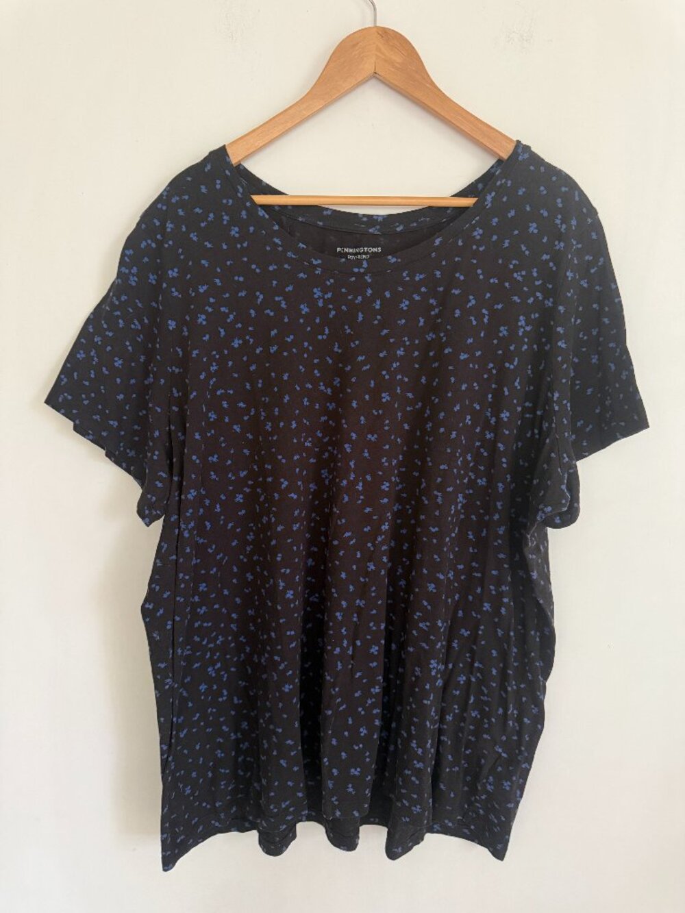 Penningtons Women Black/Blue Short Sleeve Pullover Top Size 3X